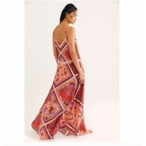 FREE PEOPLE Dress Stevie Maxi Floral Patchwork Slip handkerchief Dress Sz Medium